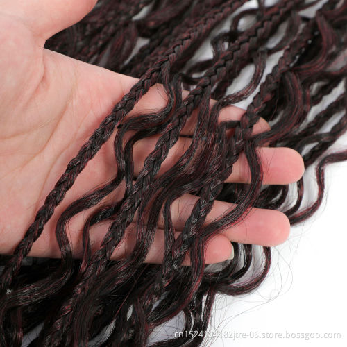 27 613 one color jumbo river box braids image, 3x straight wavy synthetic hair crochet box braids hair with curly end